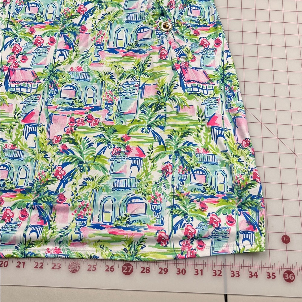 STELLA PARKER Cruise Summer Party Gold Buttons Stretch Tropical Print Sheath 3X - Picture 14 of 16